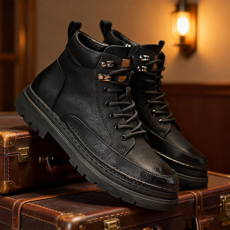 【新款特大码男鞋高帮马丁靴子】