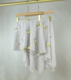 特价芭蕾舞双层花朵刺绣舞蹈裙一片式系带半身短裙武打片训练短裙