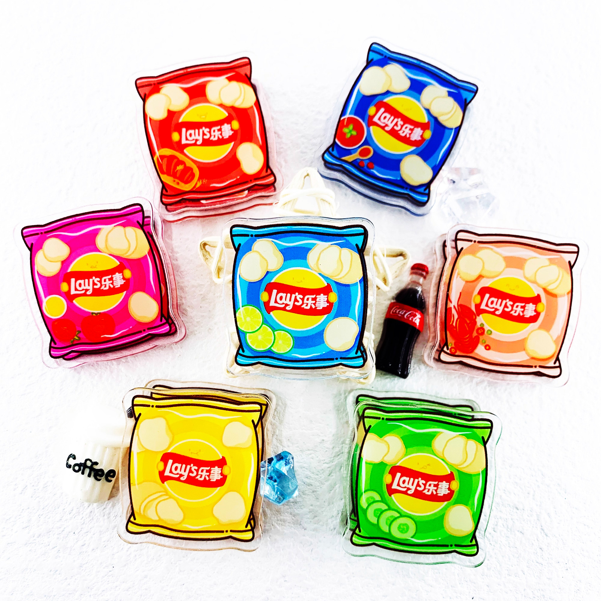 创意薯片造型便条夹可爱卡通照片夹双面pp夹学生证件收纳夹封口夹