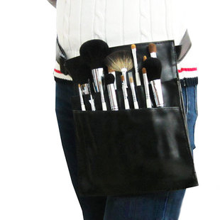 化妆师收纳15-18支黑色彷皮腰包款化妆刷彩色笔袋美发工具腰挎斜