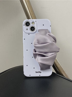 紫色黑波点弹力腕带16pro适用17promax苹果14promax手机壳iPhone15/12/13小众11