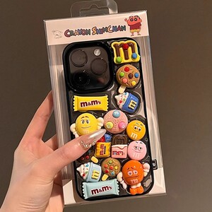 立体滴胶可爱M豆适用苹果15手机壳iPhone15Promax高级感15pro新款13女11滴胶15创意12pro网红14promax保护套