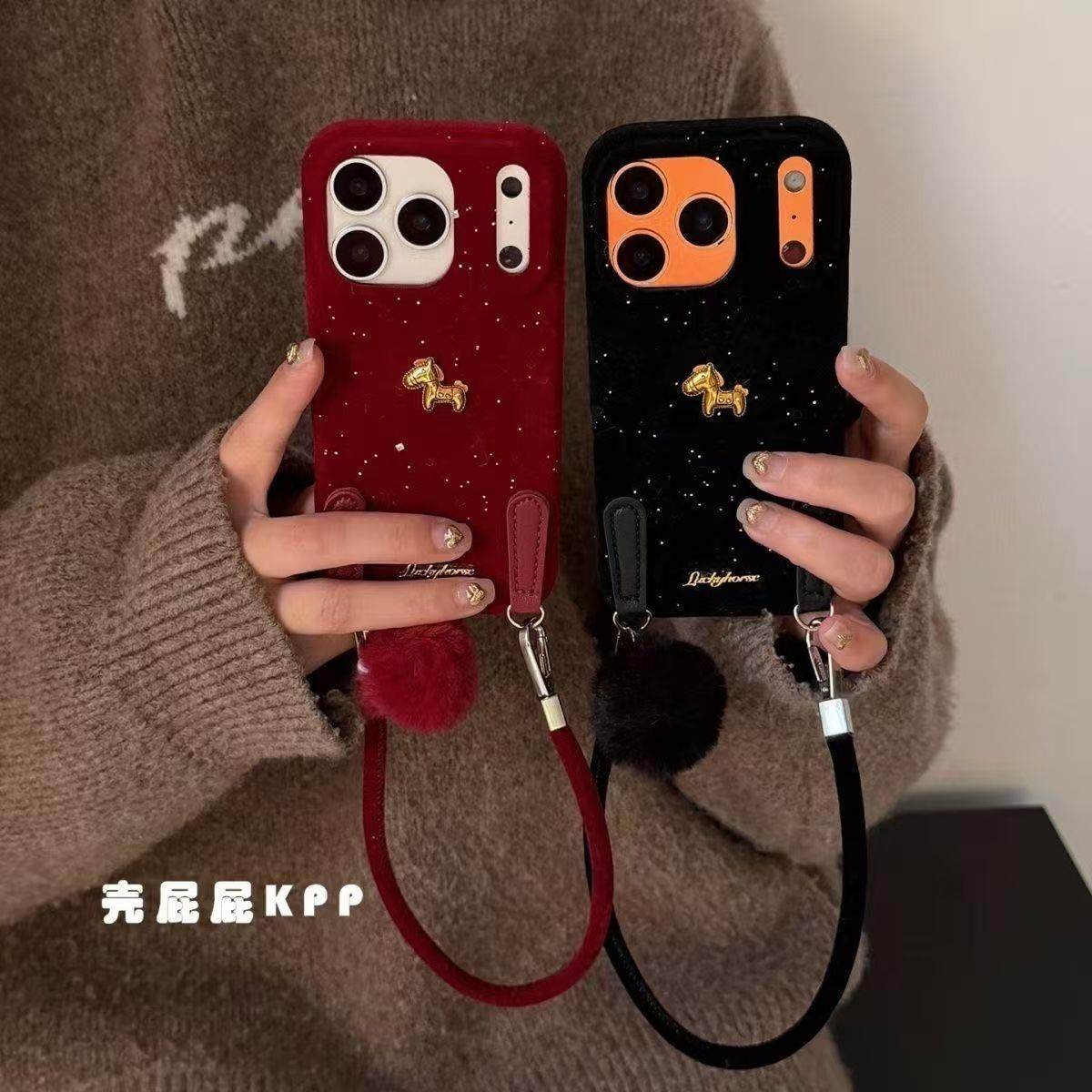 细闪新年红立体金标小马链条适用iPhone17promax苹果16手机壳15女,3C数码配件,手机保护套/壳,淘宝优惠券,粉丝福利购,淘宝优惠卷