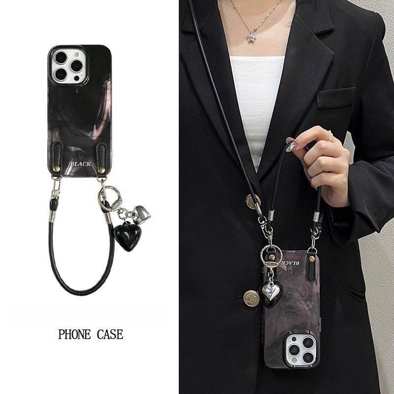 适用于高级感黑渐变晕染手绳苹果16promax手机壳iPhone15pro斜挎14女13,3C数码配件,手机保护套/壳,淘宝优惠券,粉丝福利购,淘宝优惠卷