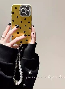 辣妹黑色波点适用于iPhone15pro max苹果14Pro手机壳11高级12手链13