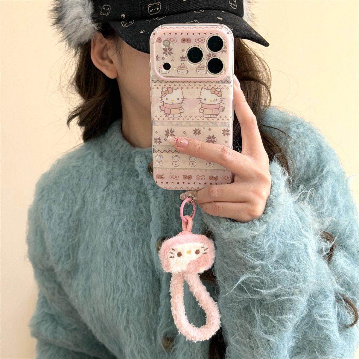 冬日可爱粉色费尔岛围巾Kitty猫适用iPhone17pro苹果14手机壳16,3C数码配件,手机保护套/壳,淘宝优惠券,粉丝福利购,淘宝优惠卷