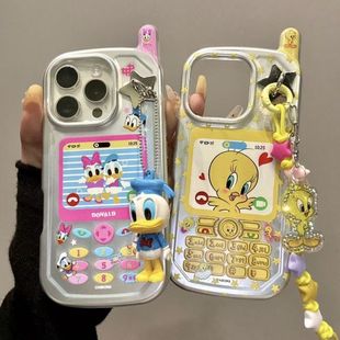创意大哥大电镀唐老鸭崔迪适用于iphone16prom苹果15pro手机壳14新款13