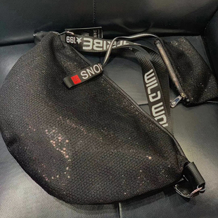 野狼部落休闲大容量女包网格亮片时尚超轻纯色旅行包单肩斜挎大包