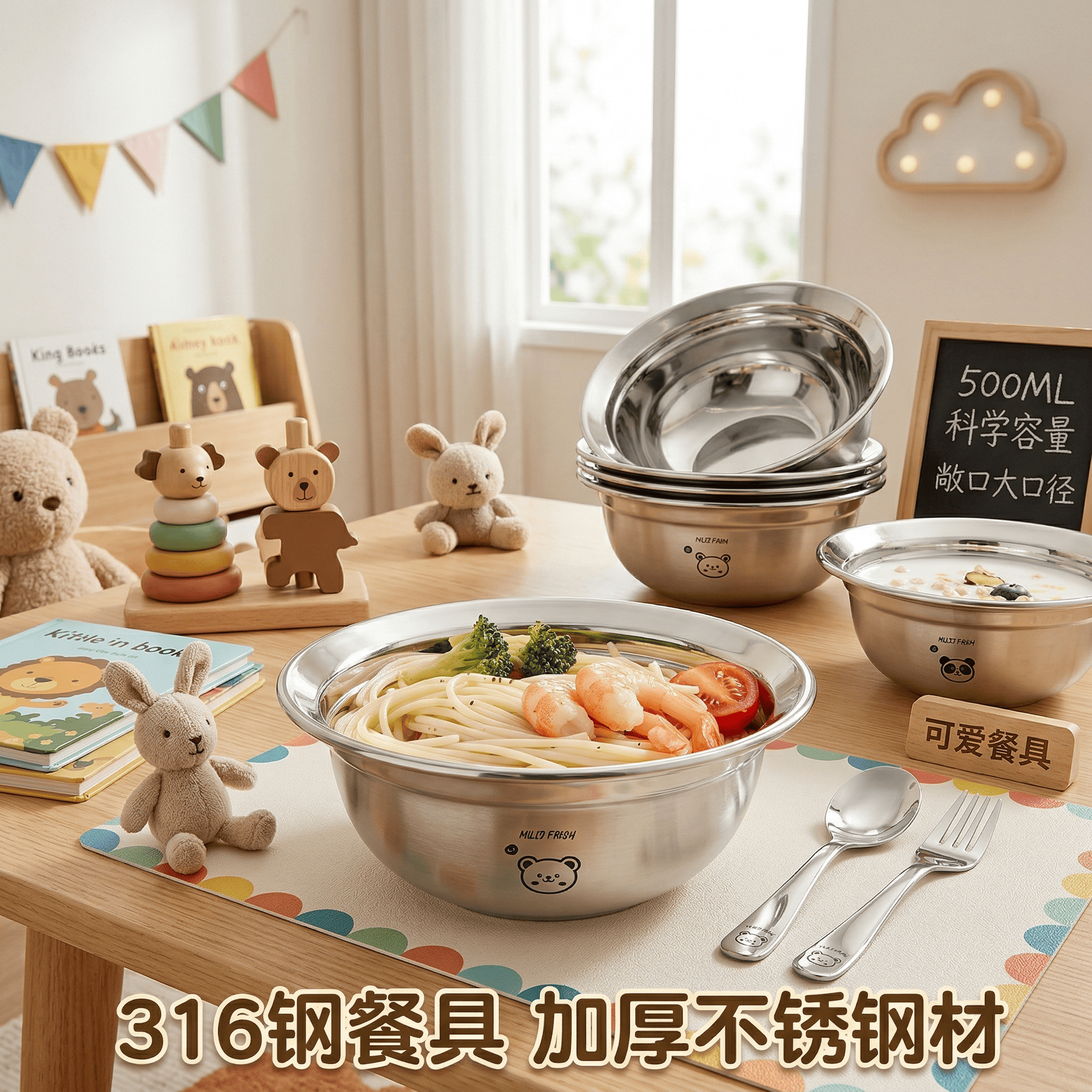 餐盆食品级宝宝吃饭加深大号儿童碗可电磁炉加热家用汤盆