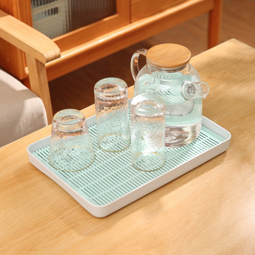 长方形塑料沥水托盘客厅茶托杯托
