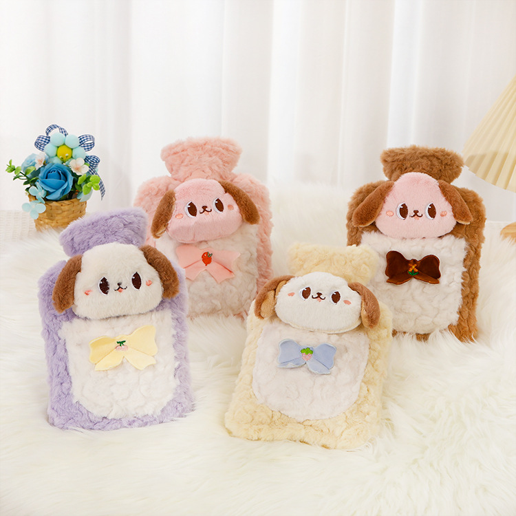 新款柔软仿兔毛公仔保暖注水热水袋可拆洗可爱女生暖手宝