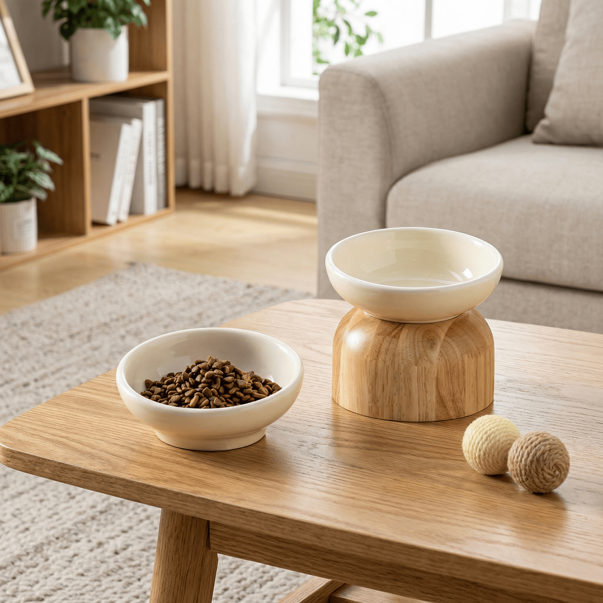 简约纯色斜口碗带木墩家用陶瓷宠物碗防打翻猫碗狗碗护颈水碗食盆,宠物/宠物食品及用品,猫狗碗/慢食碗,淘宝优惠券,粉丝福利购,淘宝优惠卷