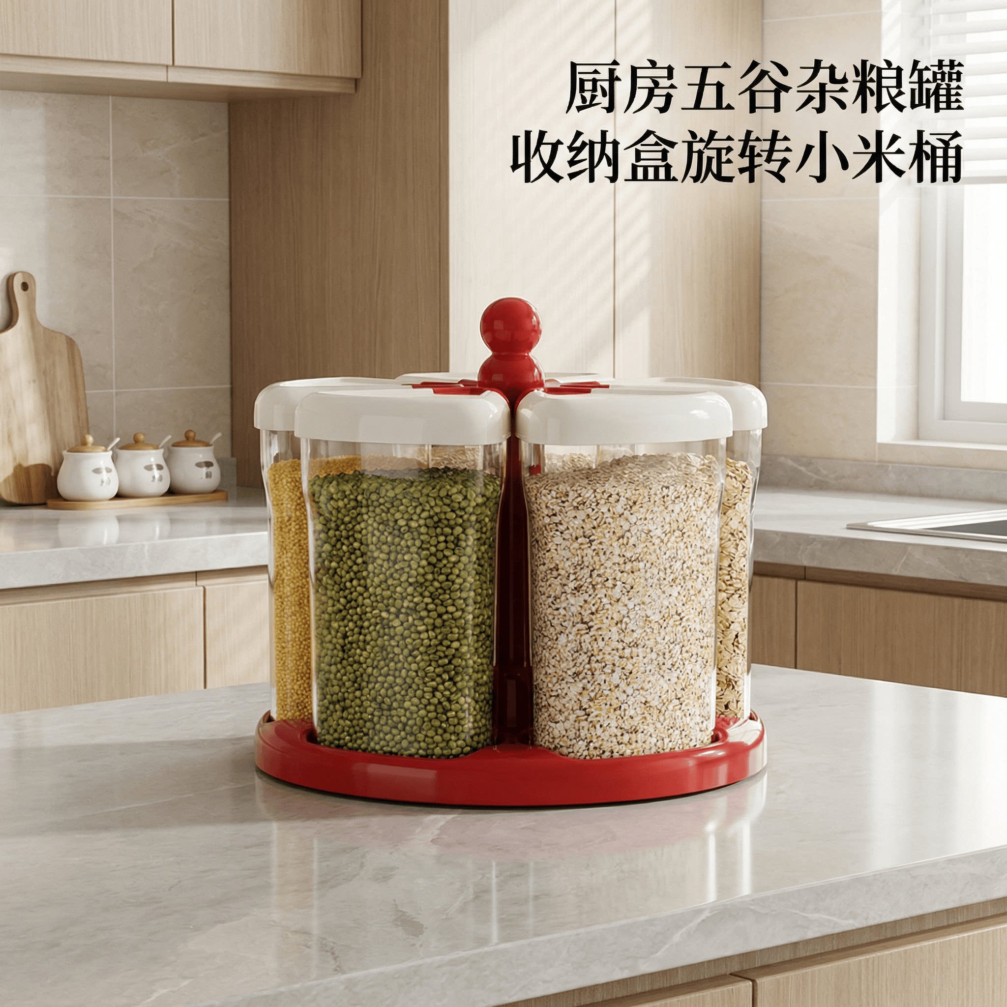 包邮五谷杂粮罐收纳盒旋转米桶家用格新食品级粮食防潮储罐密封罐