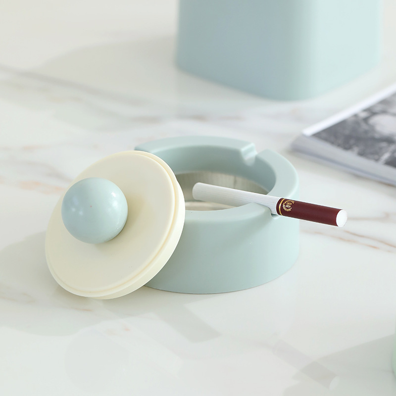新款创意烟灰缸塑料家用网吧办公室烟缸加大带盖防飞灰烟灰缸摆件