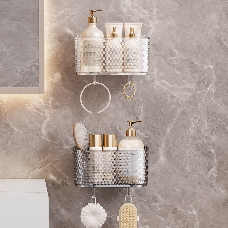 痕置物架厨房浴室卫生间免打孔壁挂式墙上收纳洗漱台收纳盒吸壁式