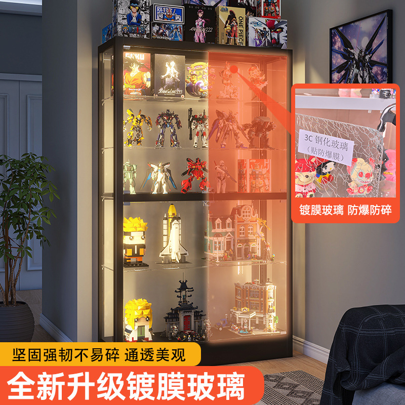 手办展示柜带灯玻璃柜防尘透明