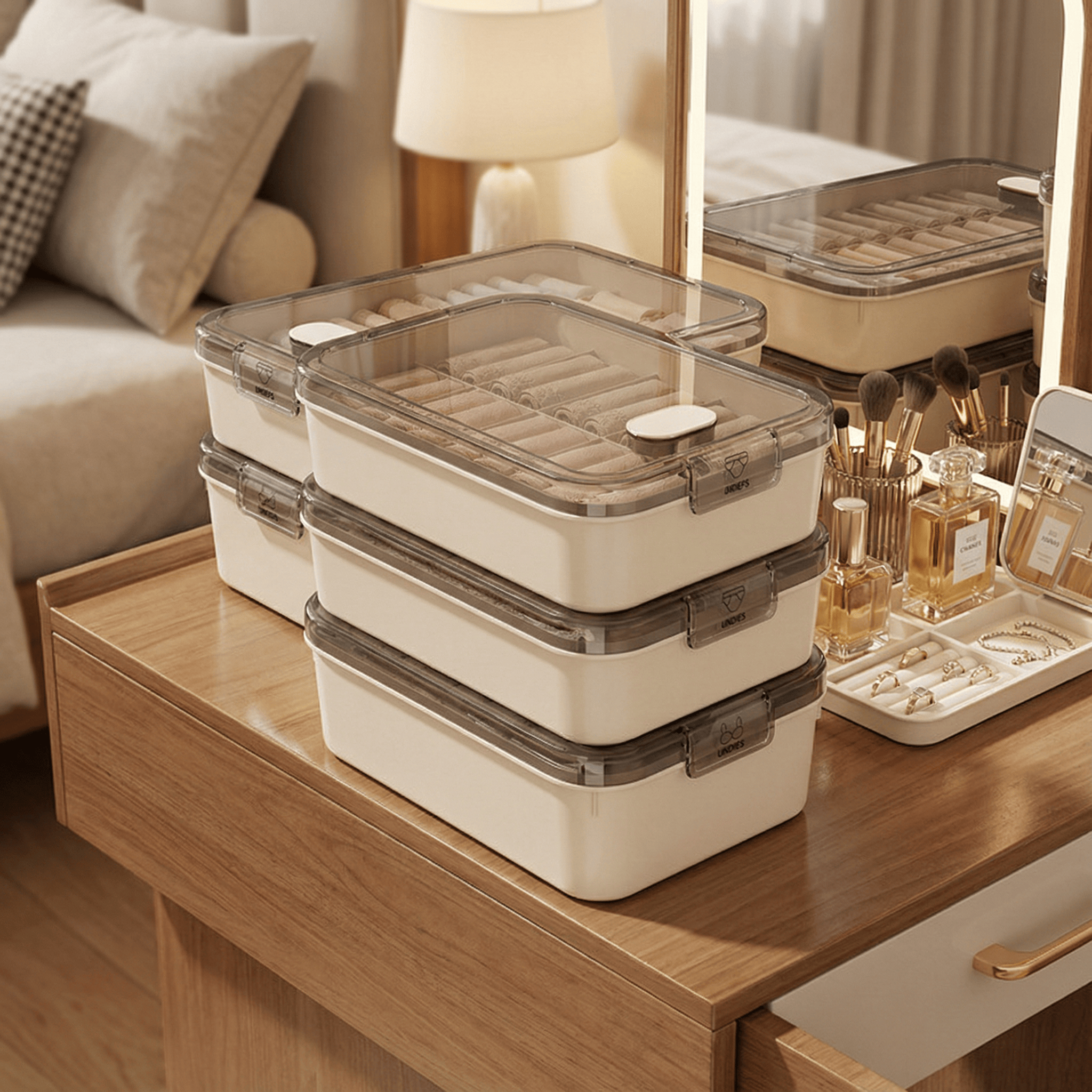 内衣内裤袜子三合一收纳盒家用贴身衣物整理盒衣柜分格收纳箱家用,收纳整理,内衣收纳盒,淘宝优惠券,粉丝福利购,淘宝优惠卷