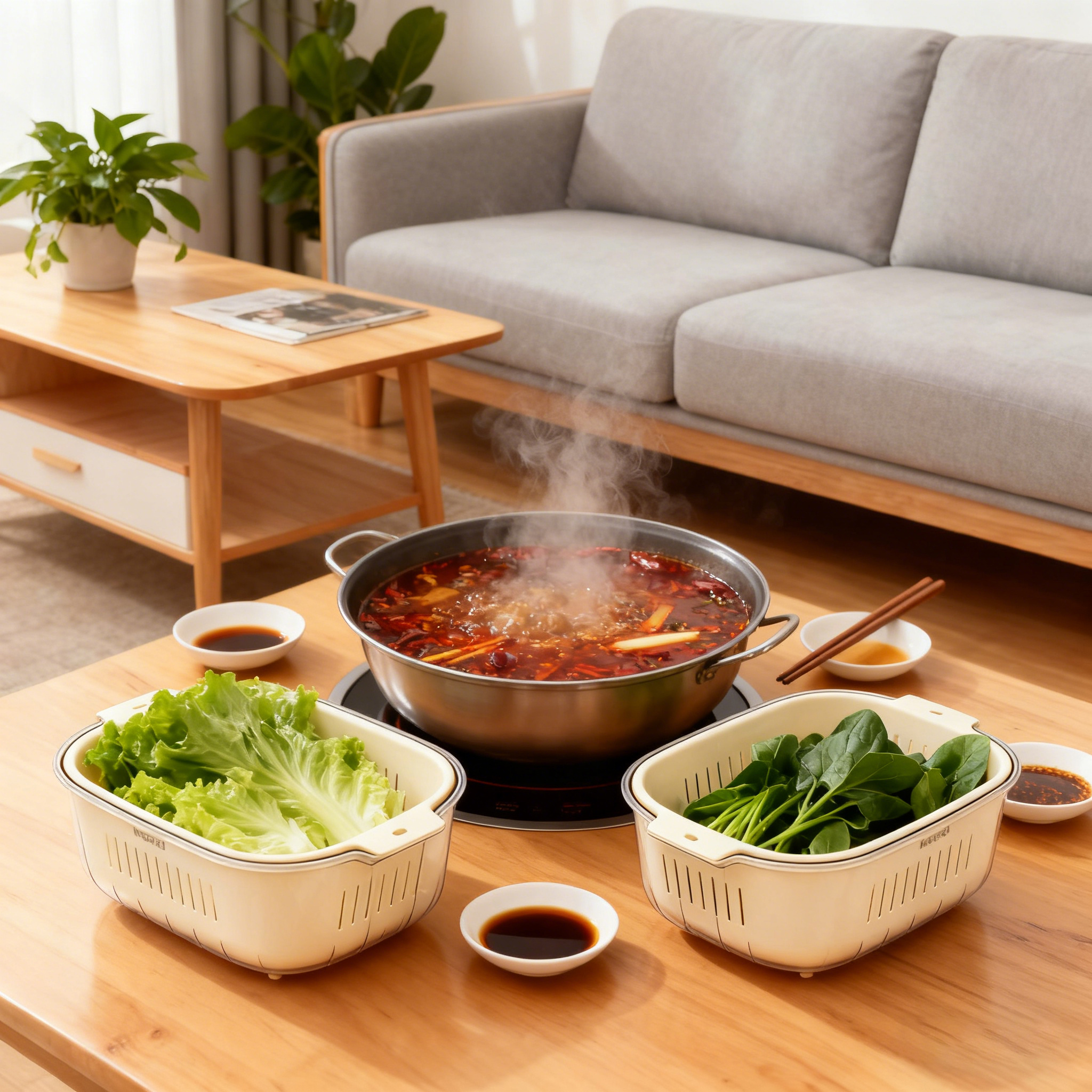 家用火锅塑料篮子洗菜盆菜篮沥水篮厨房水果客厅茶几果盘收纳神器