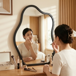 中古风化妆镜梳妆台镜子卧室家用云朵装饰镜可壁挂台式桌面梳妆镜