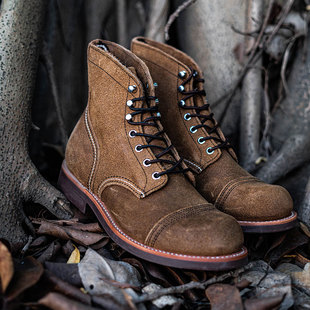 红翼明升级版美式复古8083伞兵靴固特异真皮机车马丁靴工装靴男靴
