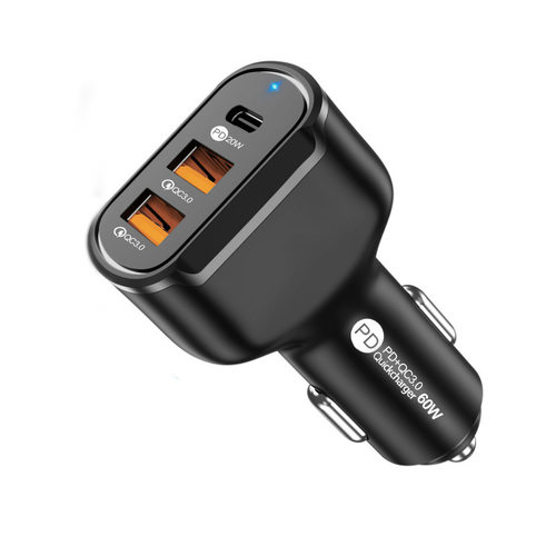 PD车充 30W新款PD车充PD+QC3.0双USB车载充电器 60WPD车充 pd车充