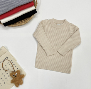 纯色黑白打底衫 针织衫 婴幼小童保暖毛衣圆领长袖 婴童毛衣秋冬新款