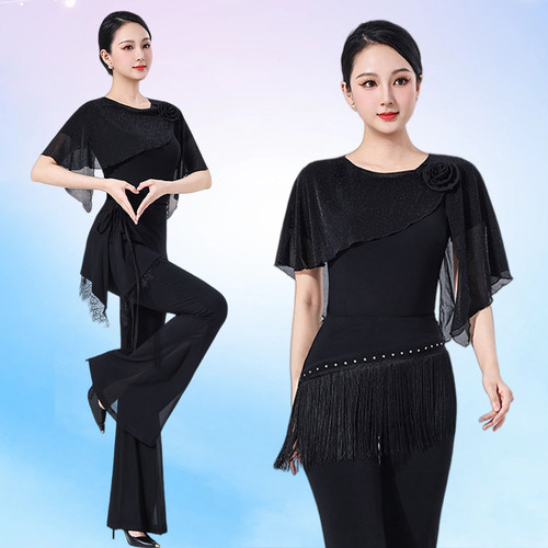 新款形体训练服装女套装高级感演出服礼仪模特走秀上衣艺考舞蹈服