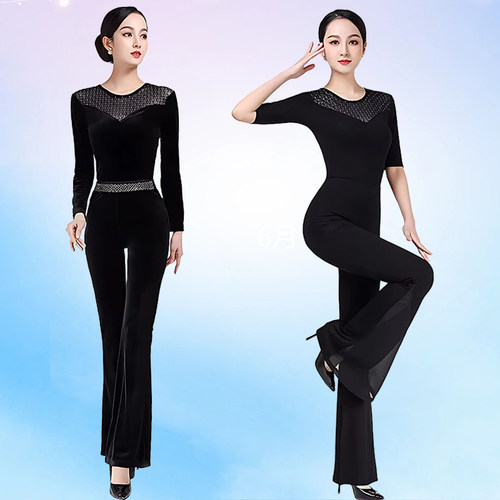 摩登舞走秀烫钻显瘦女套装