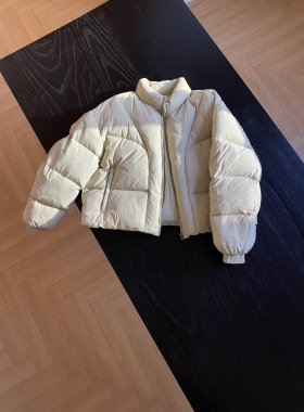 版型好～嫩绿色短款羽绒服女立领小个子宽松加厚保暖面包服