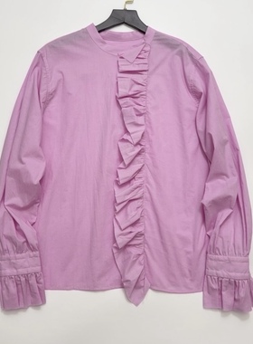 荷叶边 毛边设计宽松衬衫 上衣