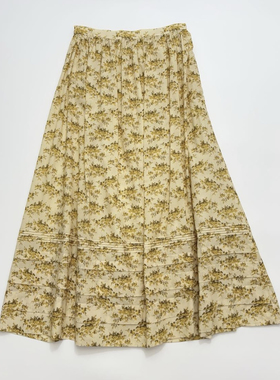 法式复古田园风黄色碎花裙女夏季半身高腰裙