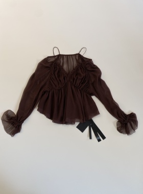 Tèbianco 白茶•典雅浪漫法式100%真丝宽松飘逸衬衫