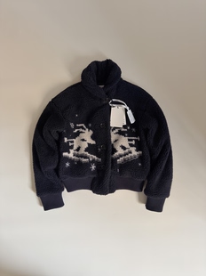 藏蓝色滑雪摇粒绒开衫 THE STREET SHY