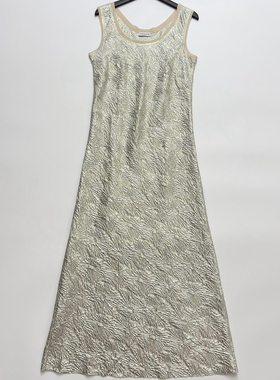 灵动优雅丝箔光泽轻盈重工立体浮花真丝裙气质连衣裙