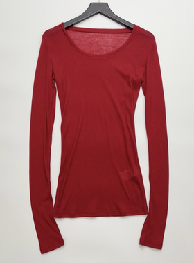 极简主义设计简约休闲百搭小徽标刺绣弹力修身棉质长袖T恤