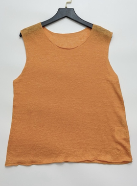 亚麻轻薄透气针织圆领背心