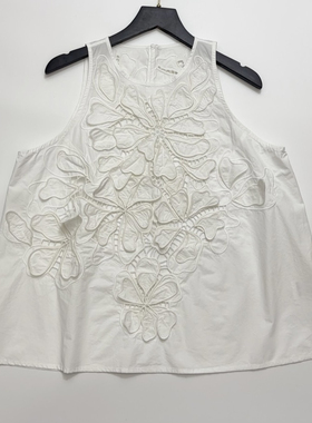 法式复古气质重工立体刺绣背心上衣