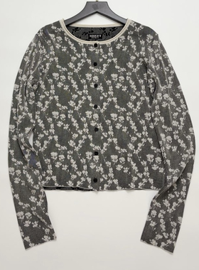 花卉提花 圆领短袖针织衫 修身开衫