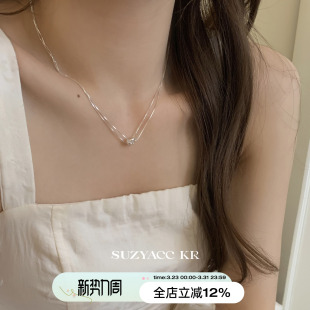 小众锁骨链 2025新款 suzyacc kr圆环双层纯银项链女款