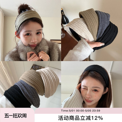 suzyacc kr软糯绒感麻花宽边发箍女2026年新款森系复古清冷感头箍