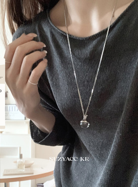 suzyacc kr银透星瓶 小众设计极简毛衣链个性百搭高级感长款项链