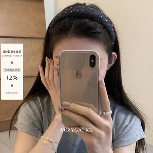 suzyacc 夏复古小众设计头箍 kr满钻蕾丝牛仔高颅顶发箍女2024新款