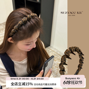 suzyacc kr豹纹倒插梳气质发卡发箍2025新款个性小众设计洗脸头箍