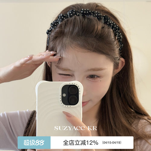 suzyacc kr波点雪纺倒插梳高颅顶发箍女2025新款法式复古高级头箍