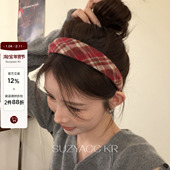 20点节日氛围毛呢红格子凹凸发箍 1.14 新品 限时2件88折