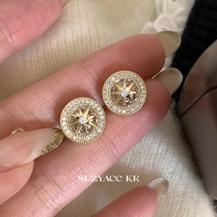 suzyacc 珠宝感轻奢气质高级耳钉 kr八芒星合成锆石耳环女2025新款