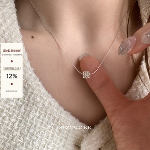 简约小众叠戴锁骨链 2024新款 suzyacc kr纯银小球锁骨链细项链女款