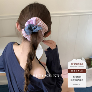 格纹拼接发圈小众设计个性 任选4件 甜美高级低马尾头绳 99元
