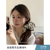 suzyacc 复古低马尾绑头发皮筋头绳 kr黑白波点布艺发圈大肠圈法式