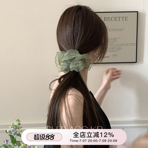 suzyacc kr温柔仙气蕾丝网纱发圈法式小众高级感气质轻奢大肠圈女